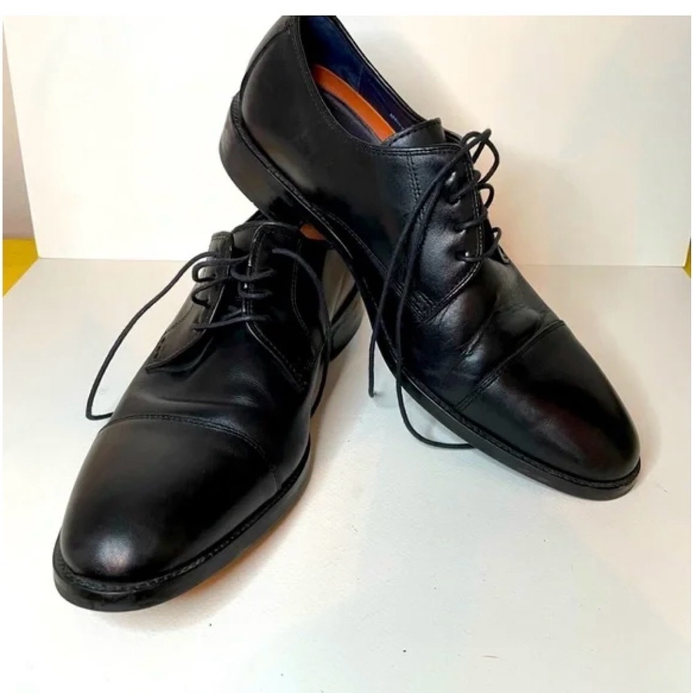 Cole Haan Black Leather Cap-Toe Oxfords